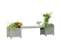 Melko Deux boîtes à Fleurs avec Banc de Jardin Banc de Jardin en Bois Gris, planteur en Bois
