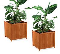Melko Lot de 2 jardinières en bois pour intérieur et extérieur, marron, 50 x 50 x 50 cm