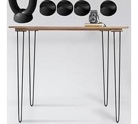 Melko Lot de 4 pieds de table en épingles à cheveux, en acier de 12 mm, avec protection de sol, hauteur 71 cm, 2 entretoises, noir