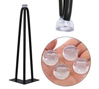 Melko Lot de 4 protège-pieds de table ronds en silicone pour pieds de table en épingle à cheveux de 12 mm - Noir ou transparent - Ronds - Pour table à manger - Transparent