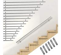 Melko Main courante ronde - 180 cm - En acier inoxydable V2A - Rampe d'escalier avec support mural et embouts