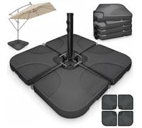 Melko Pied de parasol rempli 60 l d'eau 80 kg Sable | Pour parasol déporté avec croix au sol, plaques en plastique robuste, ouverture de remplissage et poignées de transport, noir