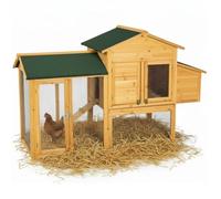 Melko Poulailler avec enclos pour 4 à 6 poules, 168 x 75 x 103 cm, avec nichoir avec support de couvercle, résistant aux intempéries car imprégné