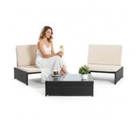 Melko Salon des sièges Meubles de Jardin, Groupe de Jardin, 2 fauteuils Table en rotin
