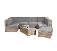 Melko XXL Rotin meublier, Ensemble de Jardin, Poly-rotin, Lounge, Meuble de Jardin, Suite, Gris Sofa