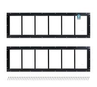 Melkus Lot de 2 fenêtres d'abri de jardin fixes avec verre trempé, parfaites pour abri de jardin, poulailler, grange, serre, garage, maison de jeux, salle de rangement, noir 30,5 x 91,4 cm