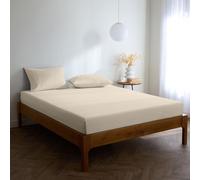 Mellanni Drap-housse King Size en microfibre brossée douce, élastique sur tout le pourtour, résistant au rétrécissement et à la décoloration, très grand lit, 150 x 200 cm, beige