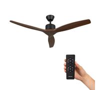 Mellerware - Ventilateur de plafond avec télécommande Brizy! | 30 W | 6 vitesses | Ultra silencieux | Fonction été-hiver | Minuterie | 3 pales | 132 de diamètre | Moteur DC | Dark Wood