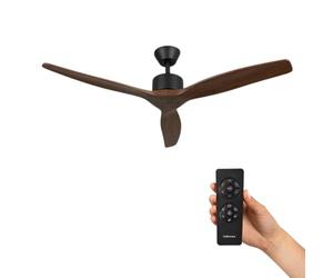 Mellerware - Ventilateur de plafond avec télécommande Brizy! | 30 W | 6 vitesses | Ultra silencieux | Fonction été-hiver | Minuterie | 3 pales | 132 de diamètre | Moteur DC | Dark Wood