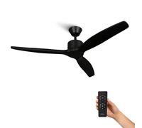 Mellerware - Ventilateur de plafond avec télécommande Brizy! 45W | Puissant | Ultra silencieux | 3 lames | Diamètre 132cm | 6 vitesses | Refroidissement + LED intégrée | Noir
