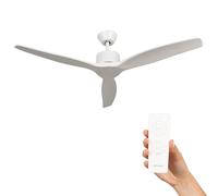 Mellerware - Ventilateur de plafond avec télécommande Brizy! 45W | Puissant | Ultra silencieux | 3 lames | Diamètre 132cm | 6 vitesses | Refroidissement + LED intégrée | Blanc