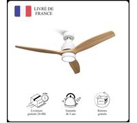 Mellerware - Ventilateur de plafond avec télécommande Brizy! Bright 45W | Silencieux | 3 lames 132cm | 6 vitesses | LED | Bois clair
