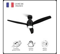 Mellerware - Ventilateur de plafond avec télécommande Brizy! Bright 45W | Silencieux | 3 lames 132cm | 6 vitesses | LED | Noir