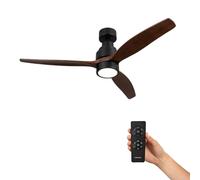 Mellerware - Ventilateur de plafond LED Brizy! avec télécommande | 30 W | 6 vitesses | Ultra-silencieux | Fonction été/hiver | Minuterie | 3 pales | Diamètre 132 cm | Moteur DC | Bois foncé