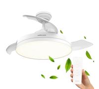 Mellerware - Ventilateur de plafond rétractable Brizy pliable 40 W | 6 vitesses | 3 pales | Ø 106 cm | Moteur DC ultra silencieux | Minuterie | Fonction été hiver | Lumière LED