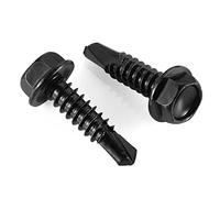 Mellewell Lot de 50 vis autoforeuses à tête hexagonale de 1,9 cm - Vis à tôle autotaraudeuses en acier inoxydable 410, finition noire