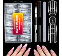 MELLIEX 120 Pièces Double Extrémité Popit Ongle, Faux Ongles Conseils d’Extension Ovales et Carrées, Acrylique Capsule Ongles Polygel Transparent pour Salon de Manucure et Nail Art DIY