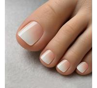 MELLIEX 120 Pièces Faux Ongles Pieds, Capsule Ongle Pied Couverture Complète Acrylique Rose Dégradé Press On Toenails pour Femmes et Filles