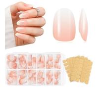 MELLIEX 120 Pièces Faux Ongles, Réutilisable Capsules Ongles Blanc Rose Dégradé Press on Nails Acrylique Ongles a Coller avec Autocollants Adhesif