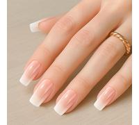 MELLIEX 120 Pièces Faux Ongles, Réutilisable Capsules Ongles Blanc Rose Dégradé Press on Nails Acrylique Ongles a Coller avec Autocollants Adhesif