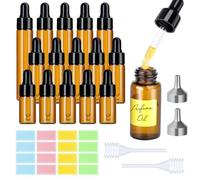MELLIEX 15 Pièces Flacon Pipette,10/5/3ml Flacons Compte Gouttes Ambre,Flaconpipette en Verre avec 2 Compte-gouttes à Ressort 2 Entonnoir 1 Etiquettes pour Huiles Essentielles Parfums