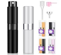 MELLIEX 2 Pieces Atomiseurs de Parfum Rechargeables Vaporisateur de Parfum Portable 8 ml Pulvérisateur de Voyage Vide (Argent, Noir)