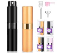 MELLIEX 2 Pieces Atomiseurs de Parfum Rechargeables Vaporisateur de Parfum Portable 8 ml Pulvérisateur de Voyage Vide (Or, Noir)