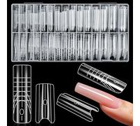 MELLIEX 240 Pièces Popit Ongle Sandwich, Forme à Ongles Moule Réutilisable Sandwich Dual Nail Form Polygel Ongle pour DIY Salon, 15 Tailles (Carré)