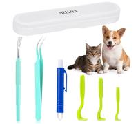 MELLIEX 6pcs Tire Tique Pince à Tiques en Acier Inoxydable, Tique Remover Stylo Anti-Tiqueet Crochet à Tiques en Plastique avec Boîte pour Chiens, Chats et Humain - Vert