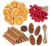 MELLIEX 76 Pièces Decoration Couronne de Noel Pot Pourri, Kit Decoration Noel Couronne de l'Avent avec Pommes de Pin, Cannelle Baton, Orange Sechees et Baies Artificielles