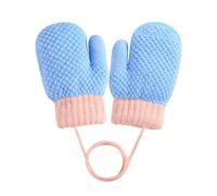 MELLIEX Moufles Enfant, Bébé Chaud Hiver Gant Tricoté, Doux Mignon Moufle avec Cordon pour 0-3 Ans Fille Garçon，Bleu