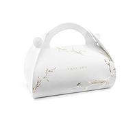 10 Boîtes à gateaux en carton thank you blancs et dorés 16 x 8,5 x 9,5 cm - Blanc