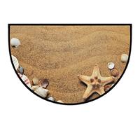 MelloLLO Paillasson demi-rond, motif plage de sable, étoile de mer, antidérapant, lavable, demi-lune pour entrée, cuisine, chambre à coucher, décoration d'intérieur, 61 x 91,4 cm