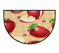 MelloLLO Paillasson demi-rond, motif pommes rouges, tapis antidérapant en demi-cercle, tapis lavable en demi-lune pour cuisine, chambre à coucher, décoration d'intérieur, 61 x 91,4 cm