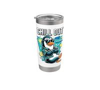 Mellow Penguin Tropical Shirt Retro Geometric Art Gobelet isotherme en acier inoxydable double paroi