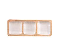 MELLOW Plateau apéritif 3 compartiments en Bois de manguier et Résine 41x15 cm lignes TABLE PASSION