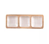 MELLOW Plateau apéritif 3 compartiments en Bois de manguier et Résine 41x15 cm vagues TABLE PASSION
