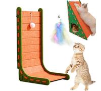 Mellowkin Cat Scratcher, 3 in 1 Ramp Triangular Vertical Felt Cat Board with Cat Nest, Non Shed Crumbs L Shape Cat Scratching Pad Furniture Protection, Easy to Assemble (Orange, Small-L Shape)