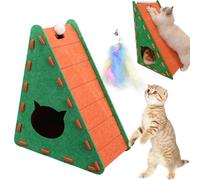 Mellowkin Cat Scratcher, 3 in 1 Ramp Triangular Vertical Felt Cat Board with Cat Nest, Non Shed Crumbs L Shape Cat Scratching Pad Furniture Protection, Easy to Assemble (Orange, B-Triangular)