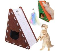 Mellowkin Cat Scratcher, 3 in 1 Ramp Triangular Vertical Felt Cat Board with Cat Nest, Non Shed Crumbs L Shape Cat Scratching Pad Furniture Protection, Easy to Assemble (Brown, B-Triangular)