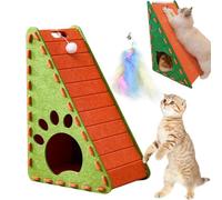 Mellowkin Griffoir pour chat, rampe triangulaire verticale en feutre avec nid pour chat, ne perd pas ses miettes en forme de L, facile à assembler (marron, B-triangulaire)