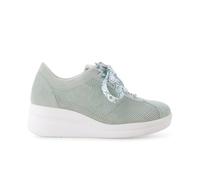 Melluso Baskets de Marche en Daim perforé Vert Clair avec Lacets à Motifs r20245q 38.5