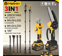 MELLWIN - scie électrique sans balais à branches hautes, poteau télescopique de 2m, ciseaux de taille, outil d'élagage de jardin pour broche de batterie Makita 18V Sans batterie