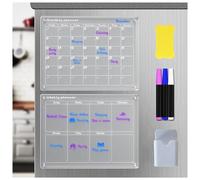 MELLYD Calendrier Magnetique Frigo Transparent 2 Panneaux Acryliques RéUtilisables, Calendrier Frigo, Convient pour Un Horaire Mensuel Calendrier Frigo