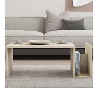 CONCEPT USINE | MELMO - Table Basse en Bois Effet Pierre avec Porte Magazines | Design Élégant et Fonctionnel | Plateau Imitation Travertin | Rangement Pratique pour Journaux et Livres