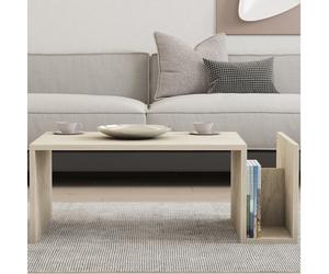 Melmo table basse en bois effet pierre avec porte magazines