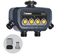 Melnor 65184AMZ Minuteur d'eau Bluetooth avec contrôle à 4 Zones, 12 Heures de démarrage programmables, Retard d'arrosage, Mode Manuel, résistant aux intempéries, Lot de 2 pièces à Connexion Rapide,