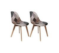 MELO - Lot de 2 Chaises Scandinaves Aspect Vieux Cuir -