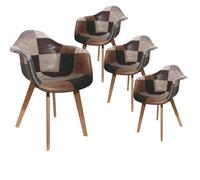 MELO - Lot de 4 Fauteuils Scandinaves Aspect Vieux Cuir -