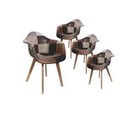 MELO - Lot de 4 Fauteuils Scandinaves Aspect Vieux Cuir -